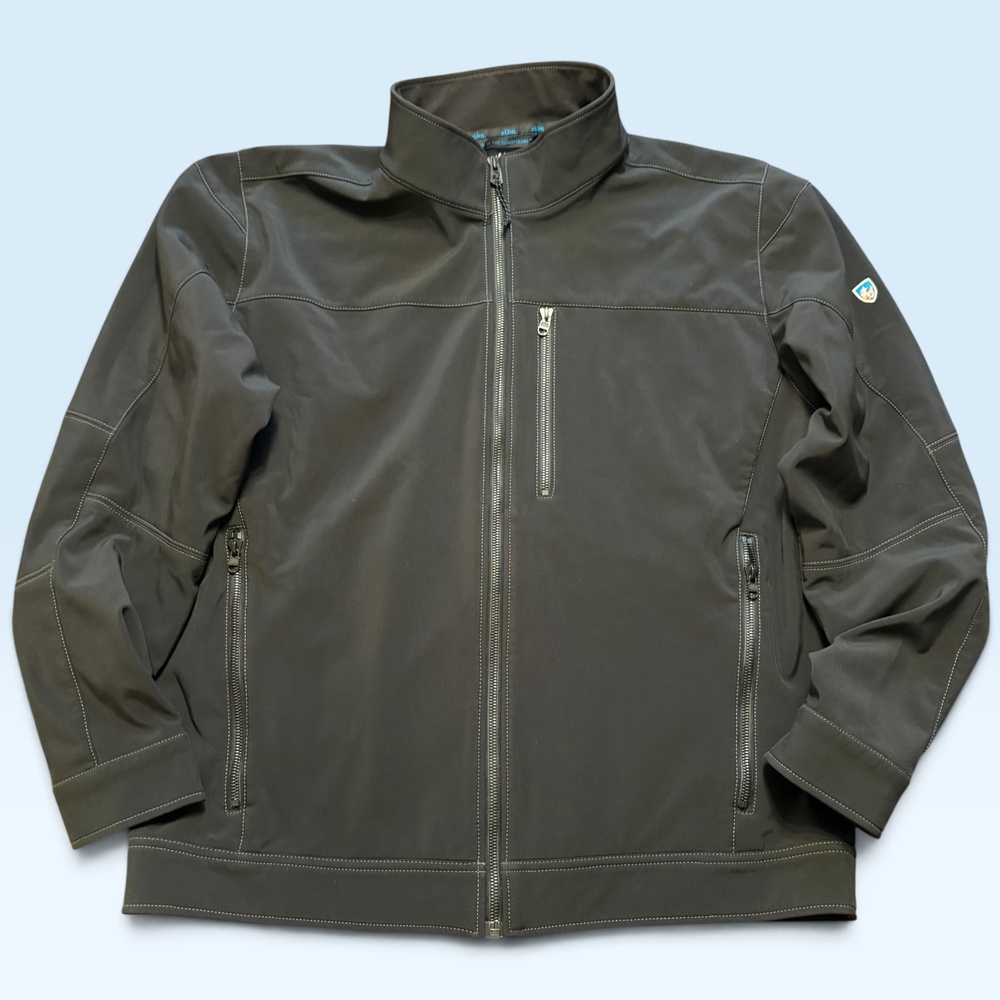 Kuhl Jacket Mens XL Black Softshell Full Zip Stand Collar Hiking Walking
